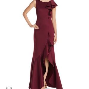 Burgundy ruffle gown